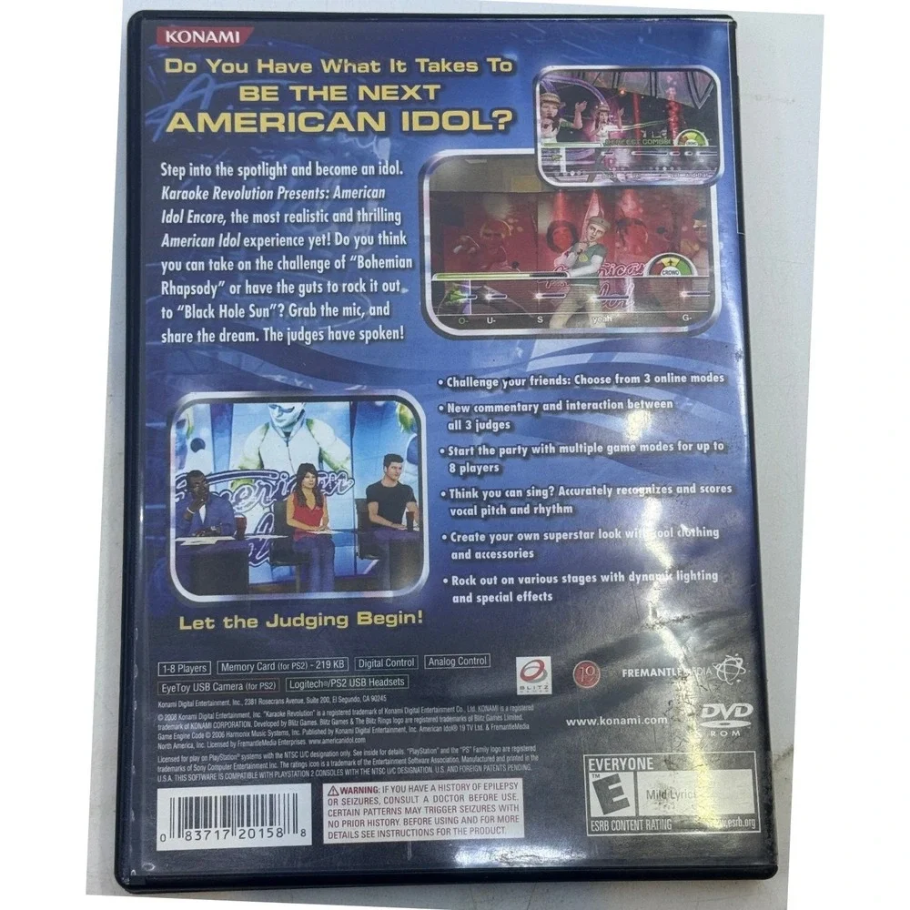 Karaoke Revolution Presents American Idol Encore Sony PlayStation 2 PS2 Game CIB